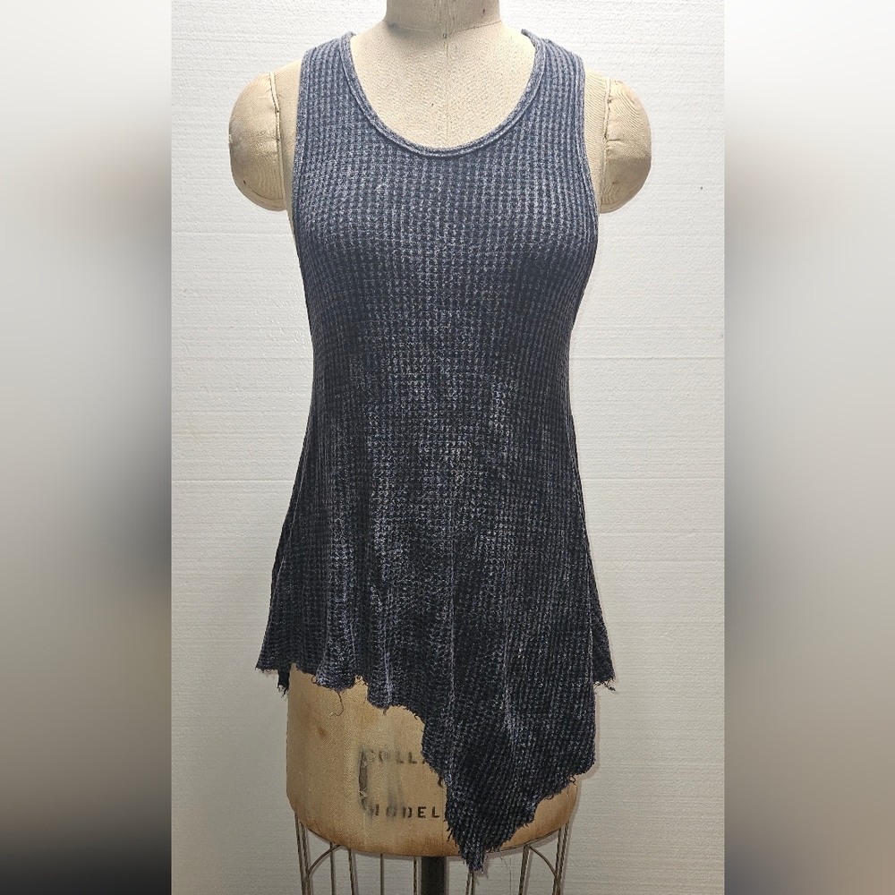 Abree Women's Black Gray Asymmetrical Knit Tunic Top. Fits like a size S/M